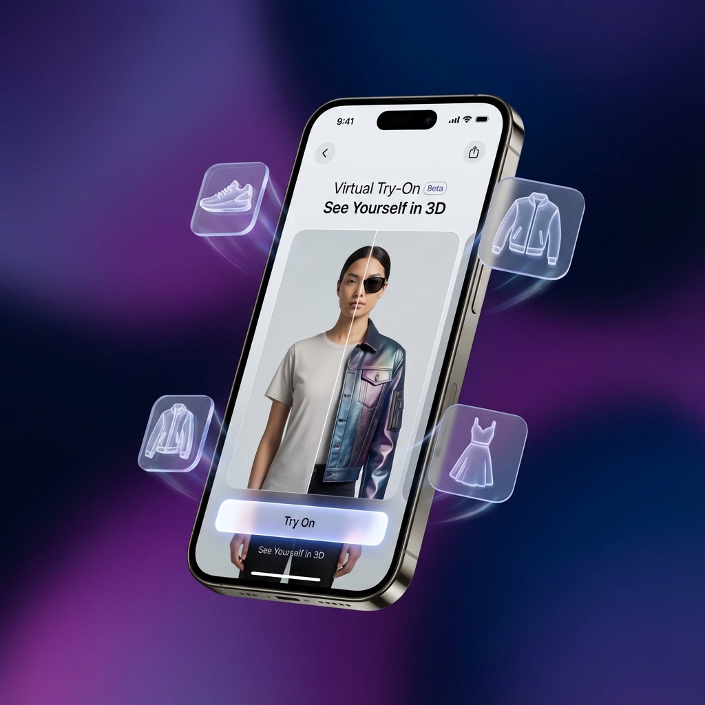 Collage of top mobile apps for virtual fashion try-on