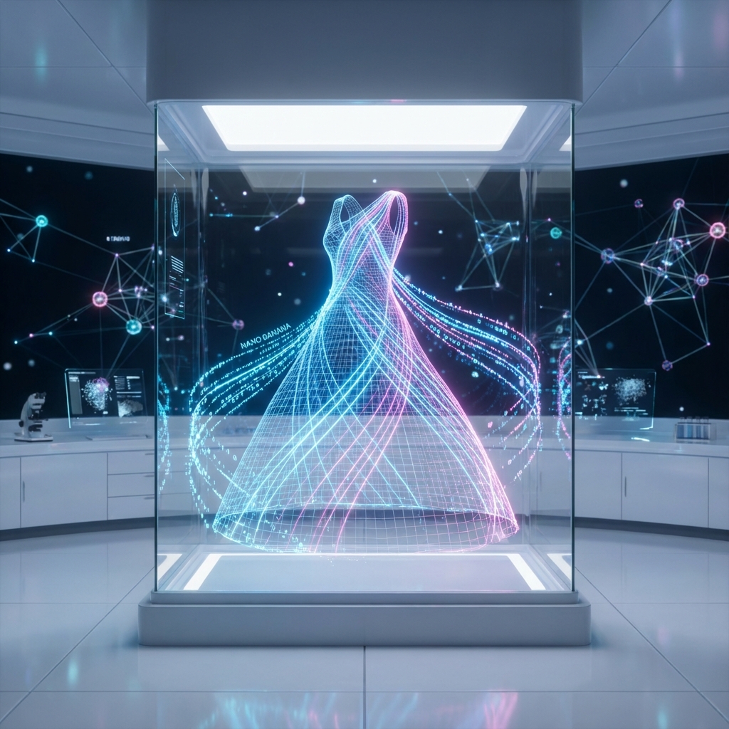 Visualization of the Nano Banana architecture constructing a garment